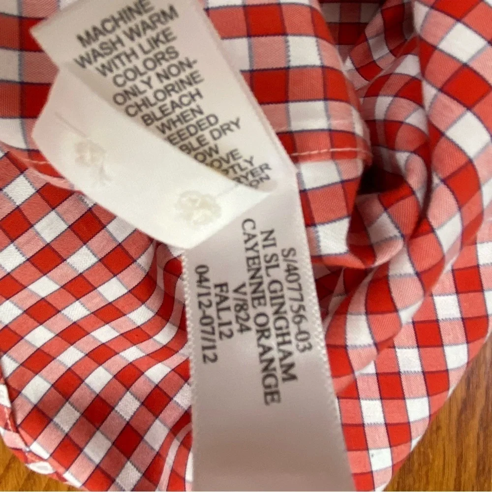 Banana Republic Non Iron Button Up Mens Sz Medium Cayenne Orange Slim Fit Check